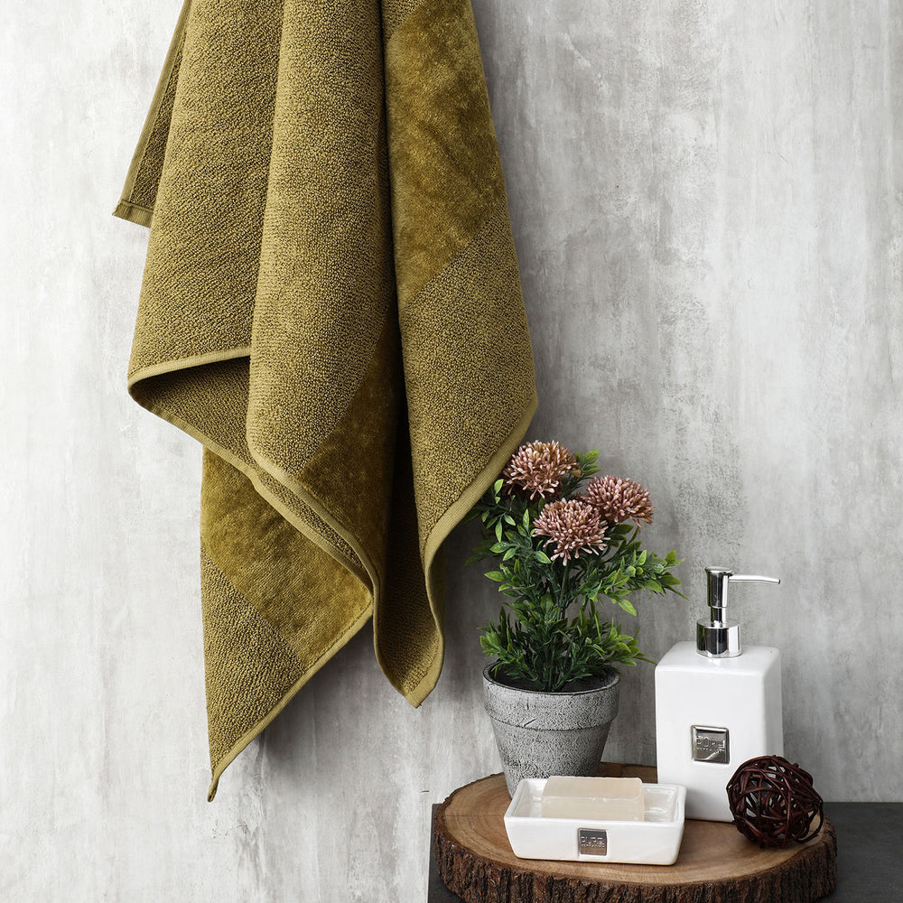 Olive Combed Cotton Bath Towel