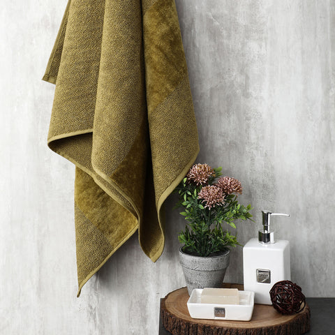 Olive Combed Cotton Bath Towel
