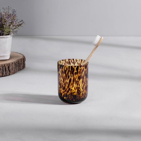 Amber and Black Dot Glass Tumbler