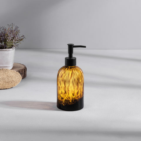 Amber and Black Dot Glass Dispenser