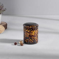 Amber and Black Dot Glass Container