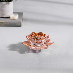 Pink Glass Tea Light Holder with Shiny Inner Finish