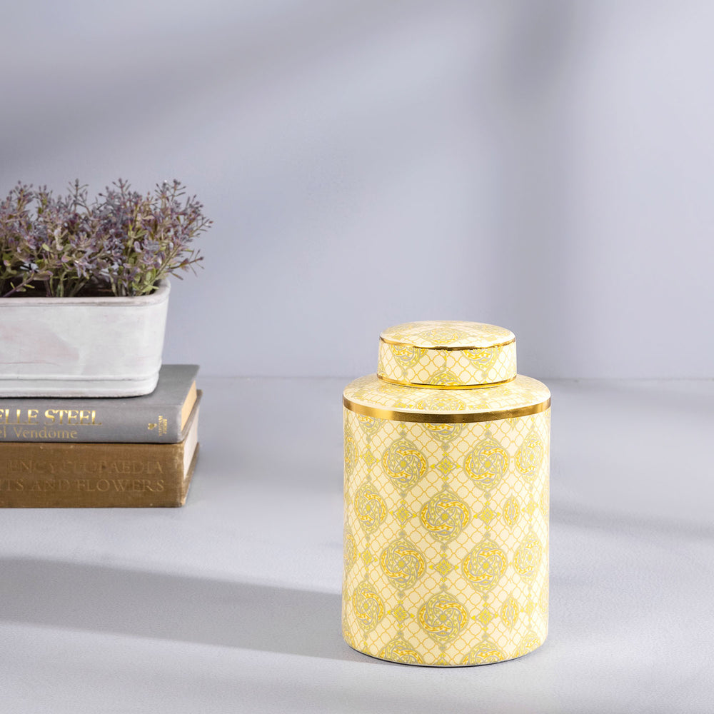 Small Gold and Corn Yellow Decorative Jar