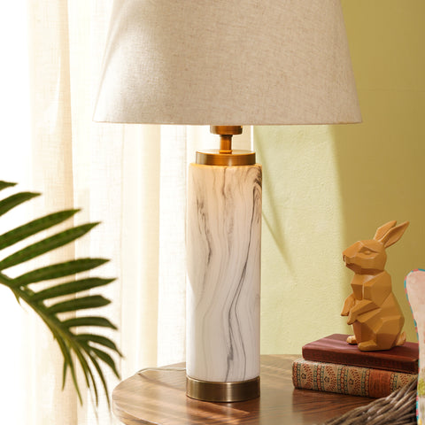 White Marble Finish Lamp Stand (Without Shade)