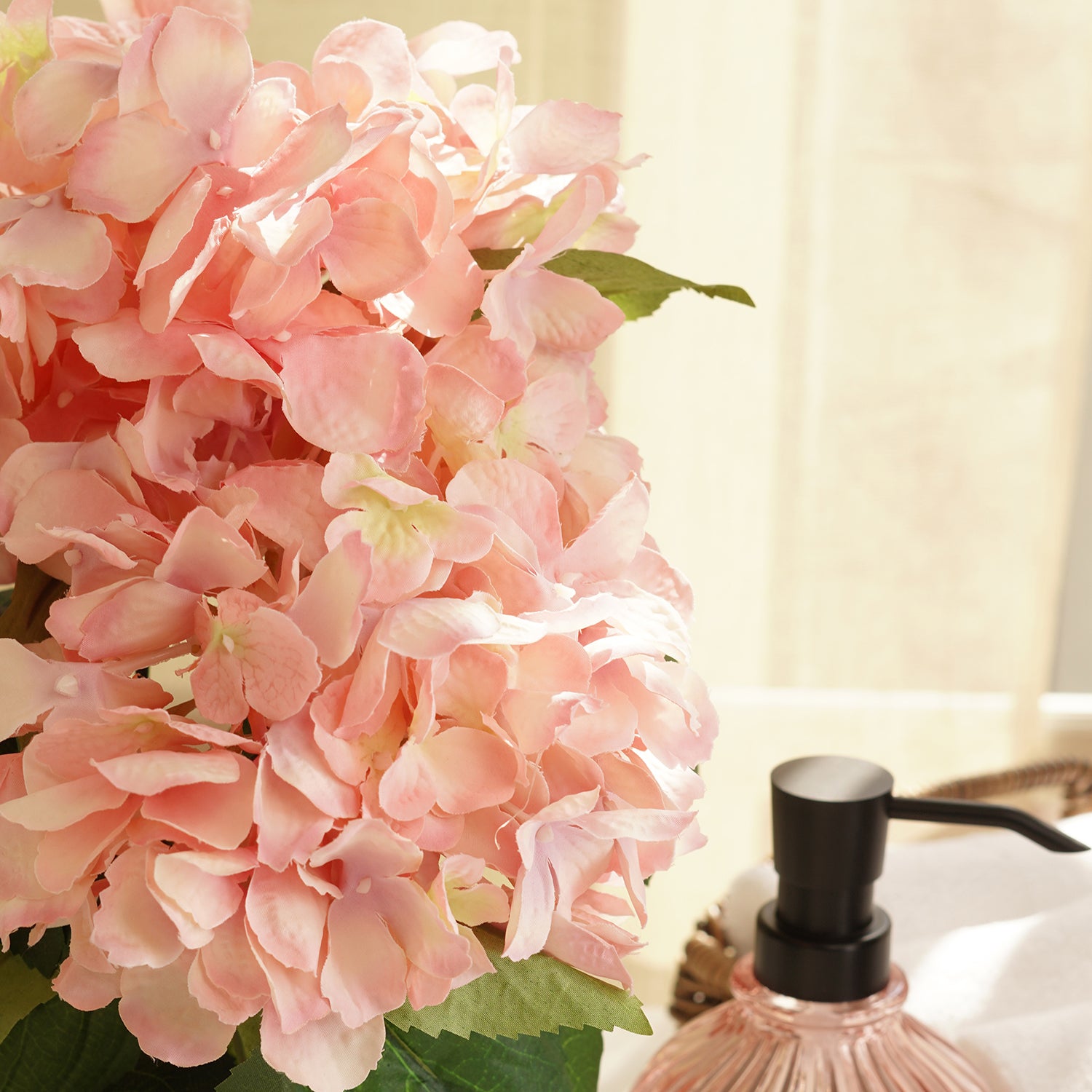 Pure Home and Living Artificial Hydrangea Bush with Cement Pot Medium