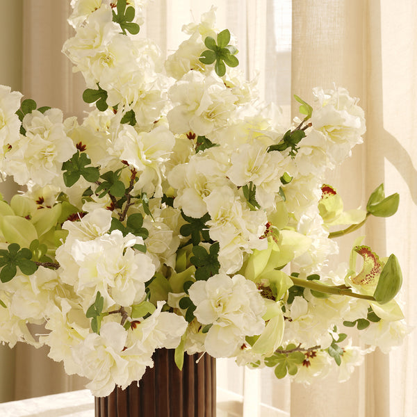 White Azalea Faux Flower Stem Single