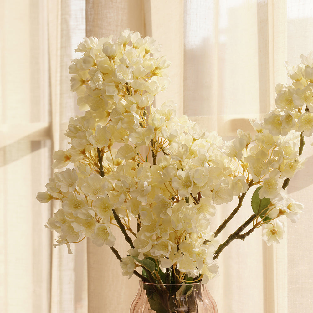 White Artificial Cherry Blossom Flower Stem - Single
