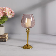Small Pink Glass Golden Mia Votive Holder