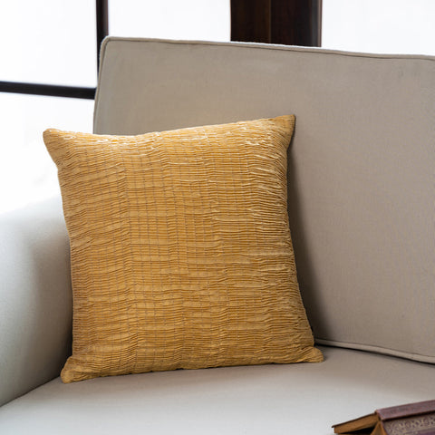Yellow Ruched Modern Cushion Cover
