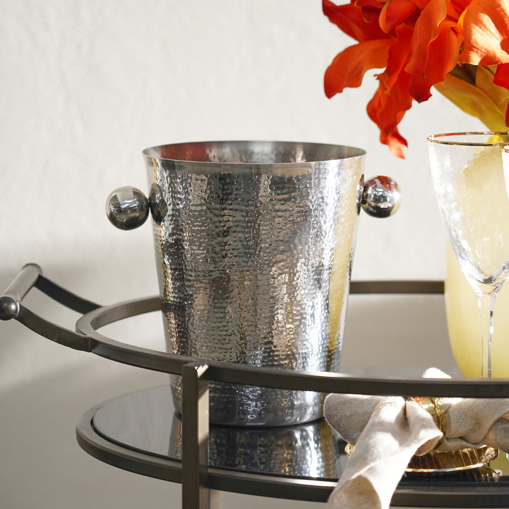 Silver Hammered Metal Wine Bucket