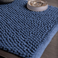 Blue Popcorn Texture Cotton Bathmat