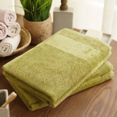 Set Of 4 Green Cotton Hand Towels