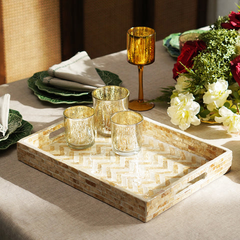 Cream Mother of Pearl Rectangle Tray