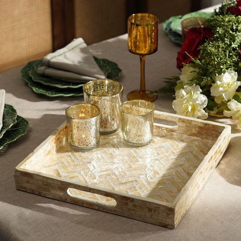 Cream Mother of Pearl Square Tray
