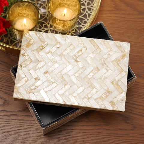 Cream Mother of Pearl Rectangle Box