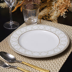Grey Golden Floral Lace Dinner Plate