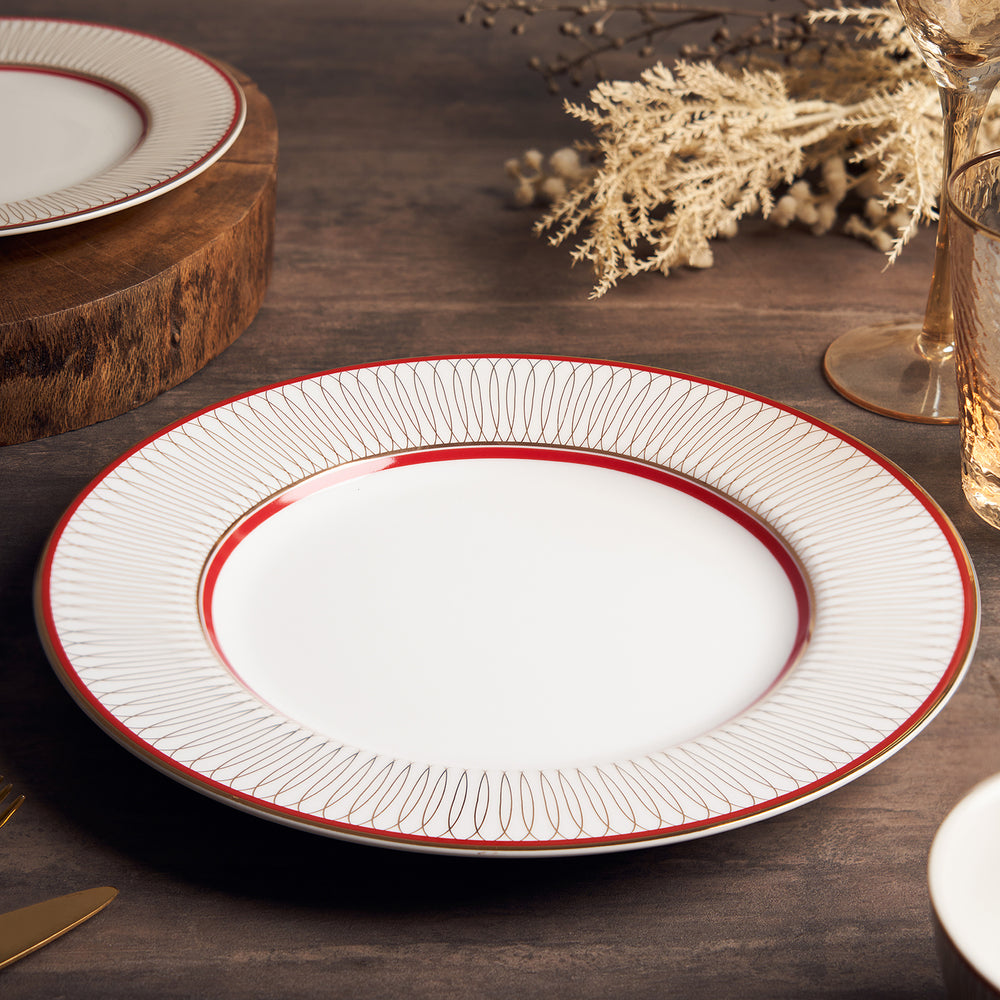 Red and Golden Moderno Dinner Plate