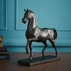 Black Matte Polyresin Walking Horse