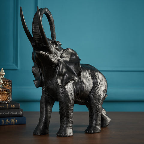 Black Matte Polyresin Elephant - Large