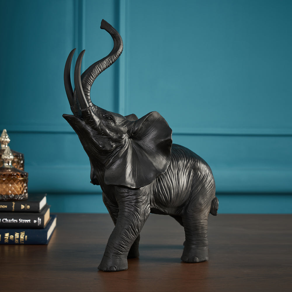 Black Matte Polyresin Elephant - Small