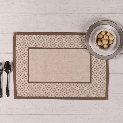 Set of 6 Brown Printed Cotton Placemats