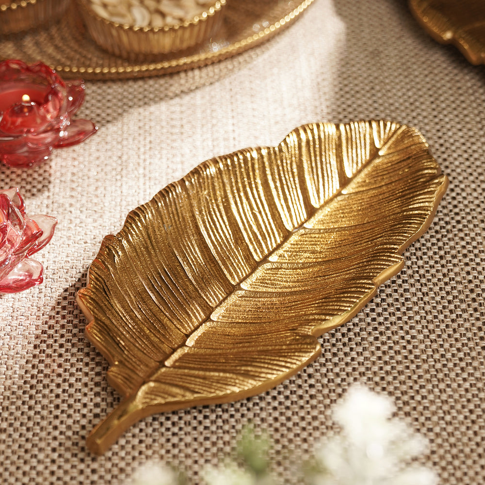 Gold Haven Leaf Shaped Platter
