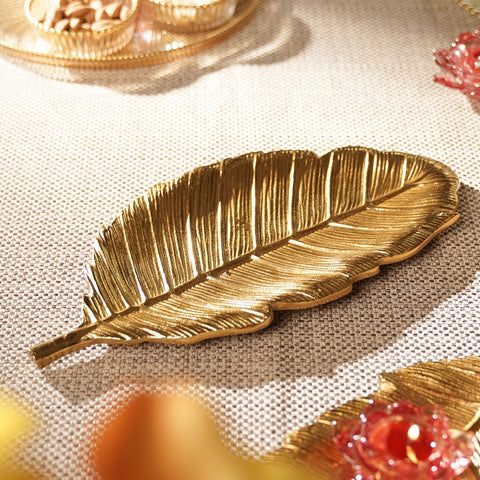 Gold Haven Leaf Shaped Platter - Large