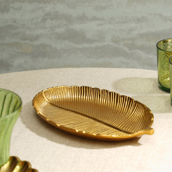 Gold Florence Leaf Shaped Platter