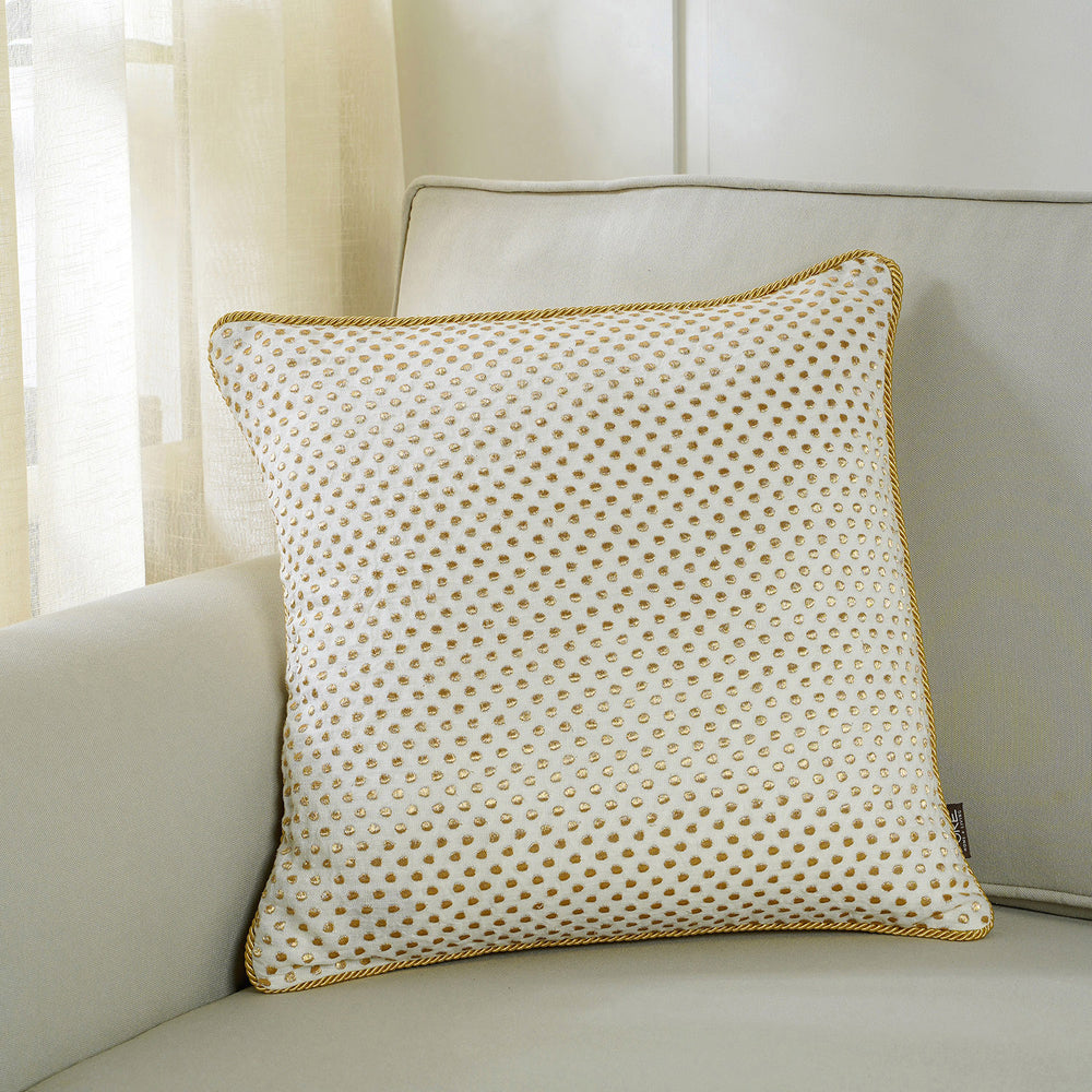 Cream Polka Printed Cushion Cover