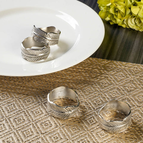 Set of 4: Terra Silver Sparkle Napkin Rings