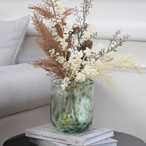Dotted Green Flower Vase Small