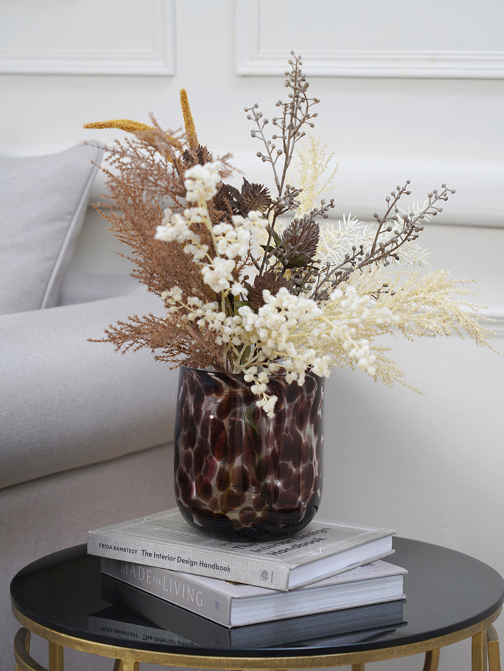 Dotted Brown Flower Vase Small