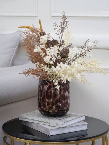 Dotted Brown Flower Vase Small