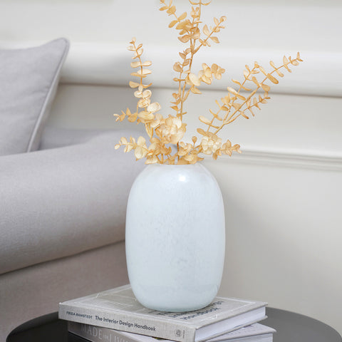 Ivy White Blown Flower Vase Round