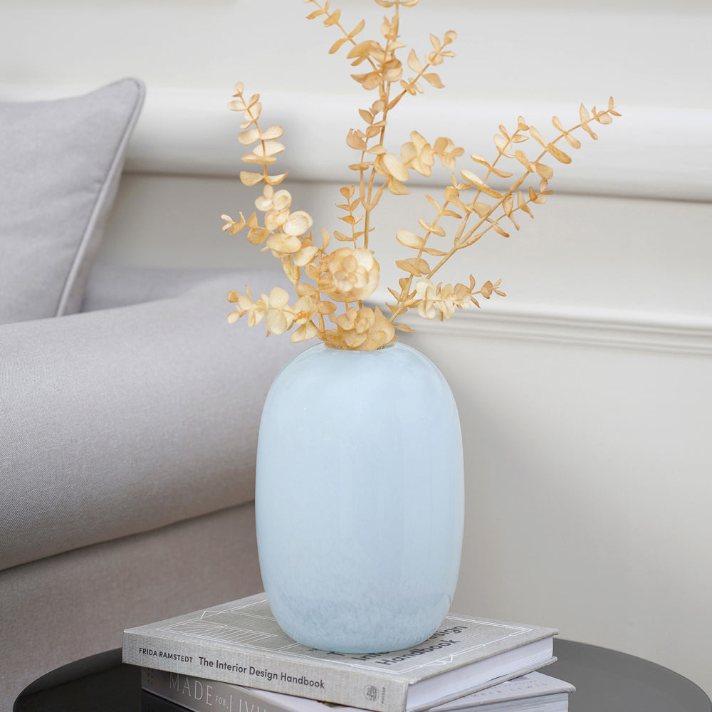 Ivy Blue Blown Flower Vase Round