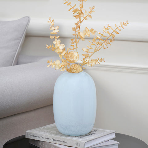 Ivy Blue Blown Flower Vase Round