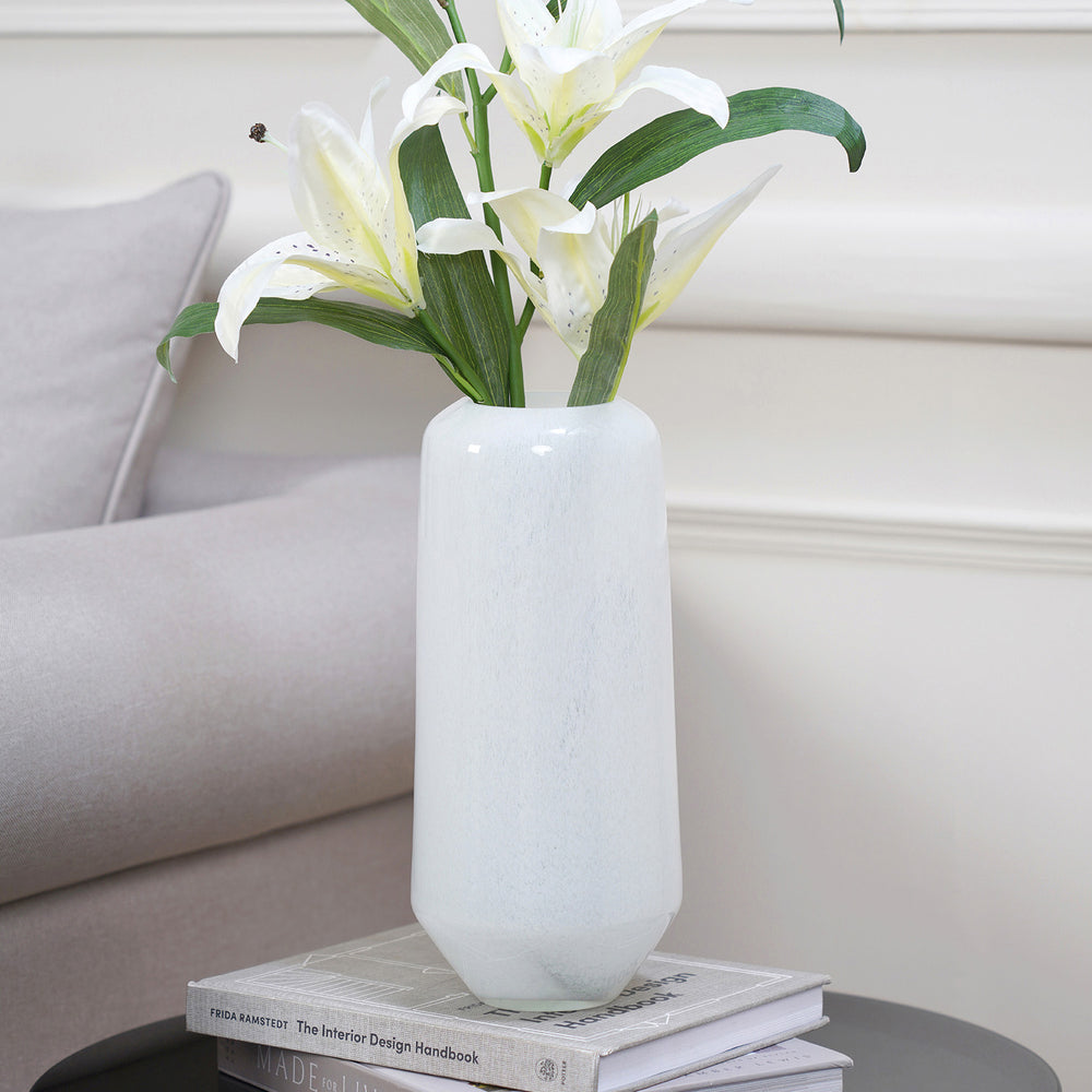 Ivy White Blown Flower Vase Large