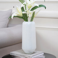 Ivy White Blown Flower Vase Large