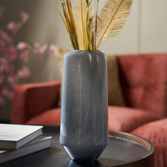 Solid Grey Glass Elongated Flower Vase