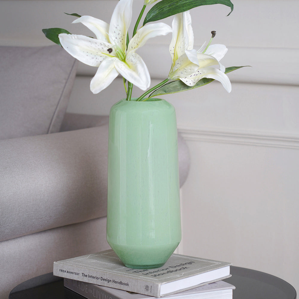 Ivy Green Blown Flower Vase Large