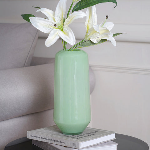 Ivy Green Blown Flower Vase Large