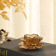 Brown Glass Floret Tea Light Holder