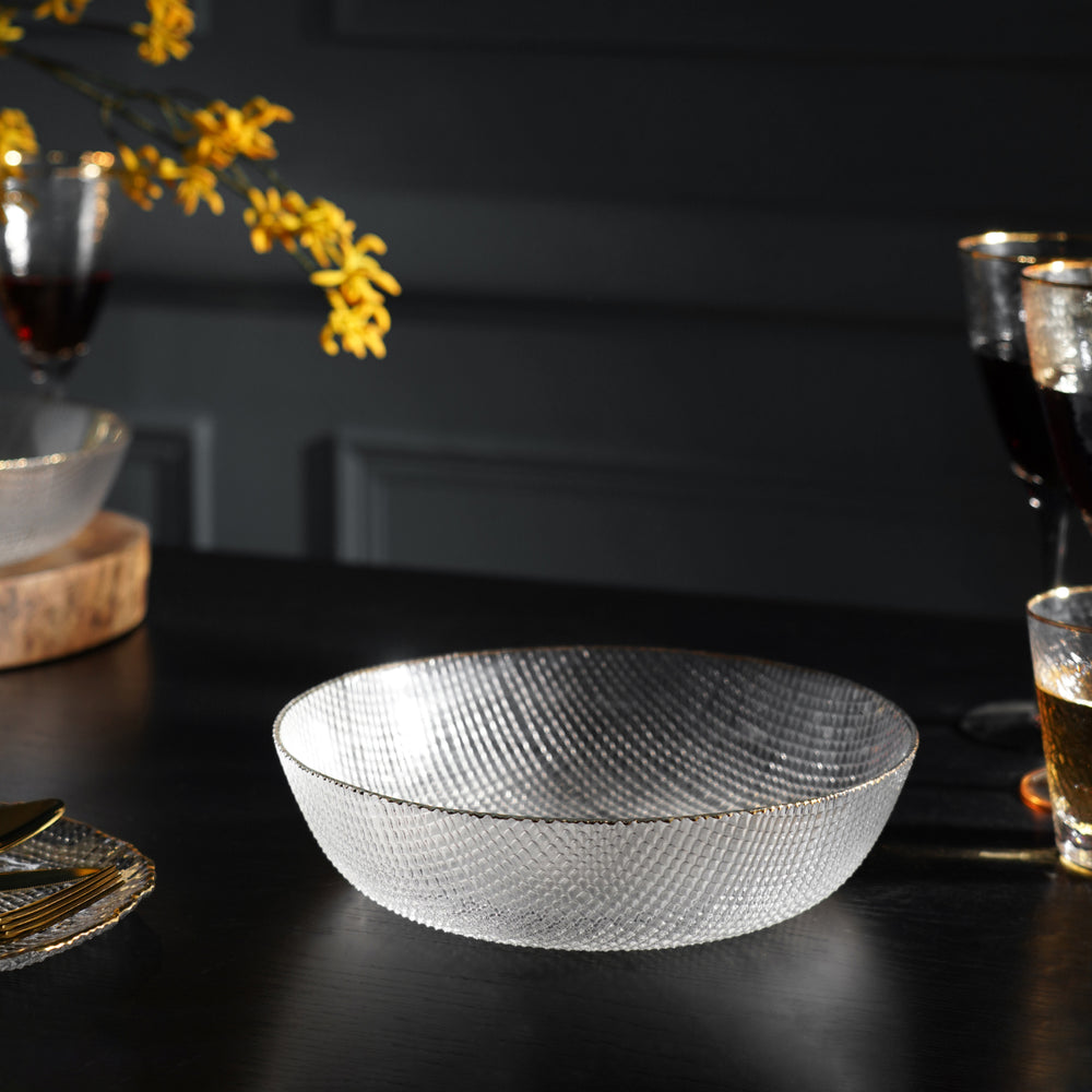 Clear Fizz Textured Glass Serving Bowl