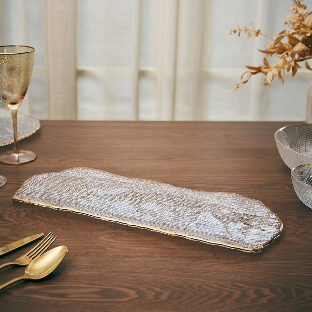 Clear Fizz Textured Glass Rectangular Tray
