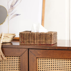 Light Brown Wicker Tissue Box Cover