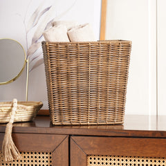 Light Brown Resin Wicker Tapered Utility Basket