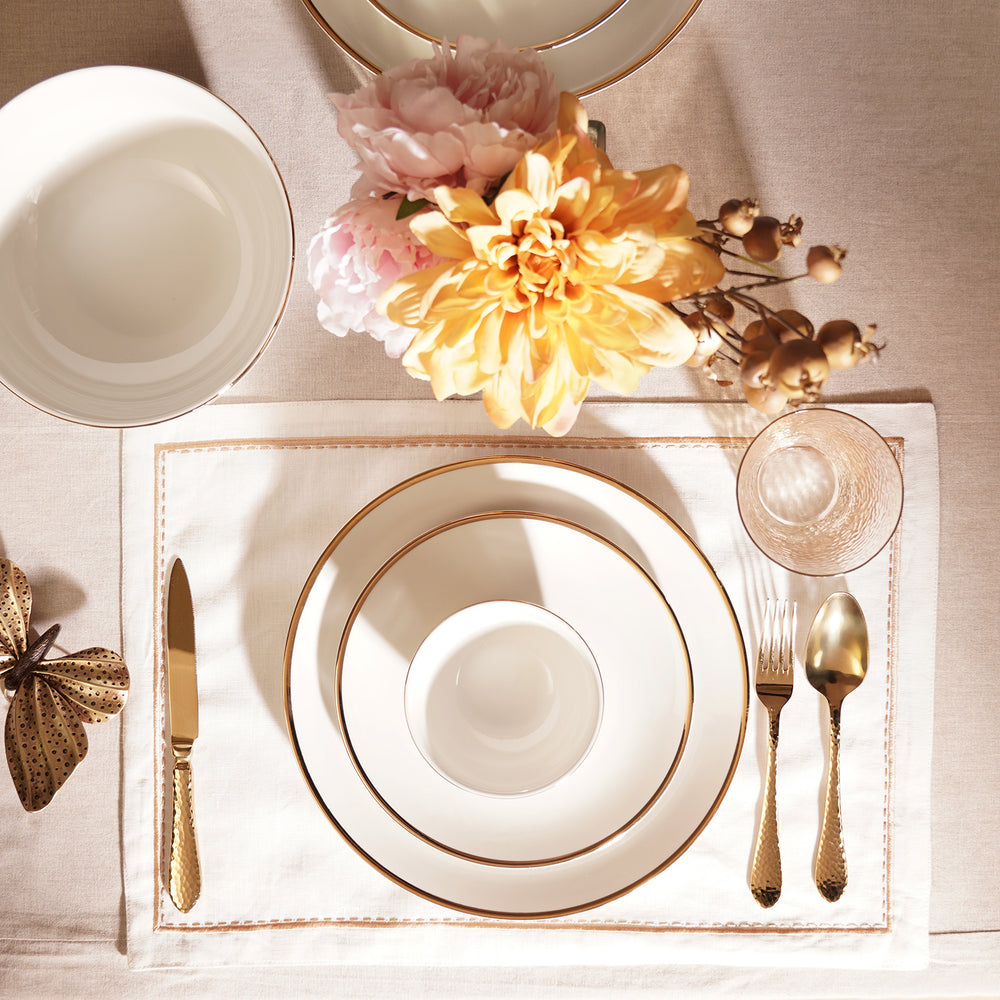 Beige Embroidered Cotton Placemat