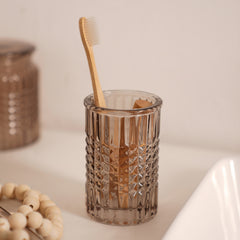 Brown Diamond Texture Glass Tooth Brush Holder