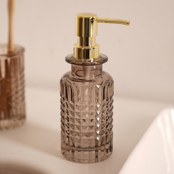 Brown Diamond Texture Glass Soap Dispenser