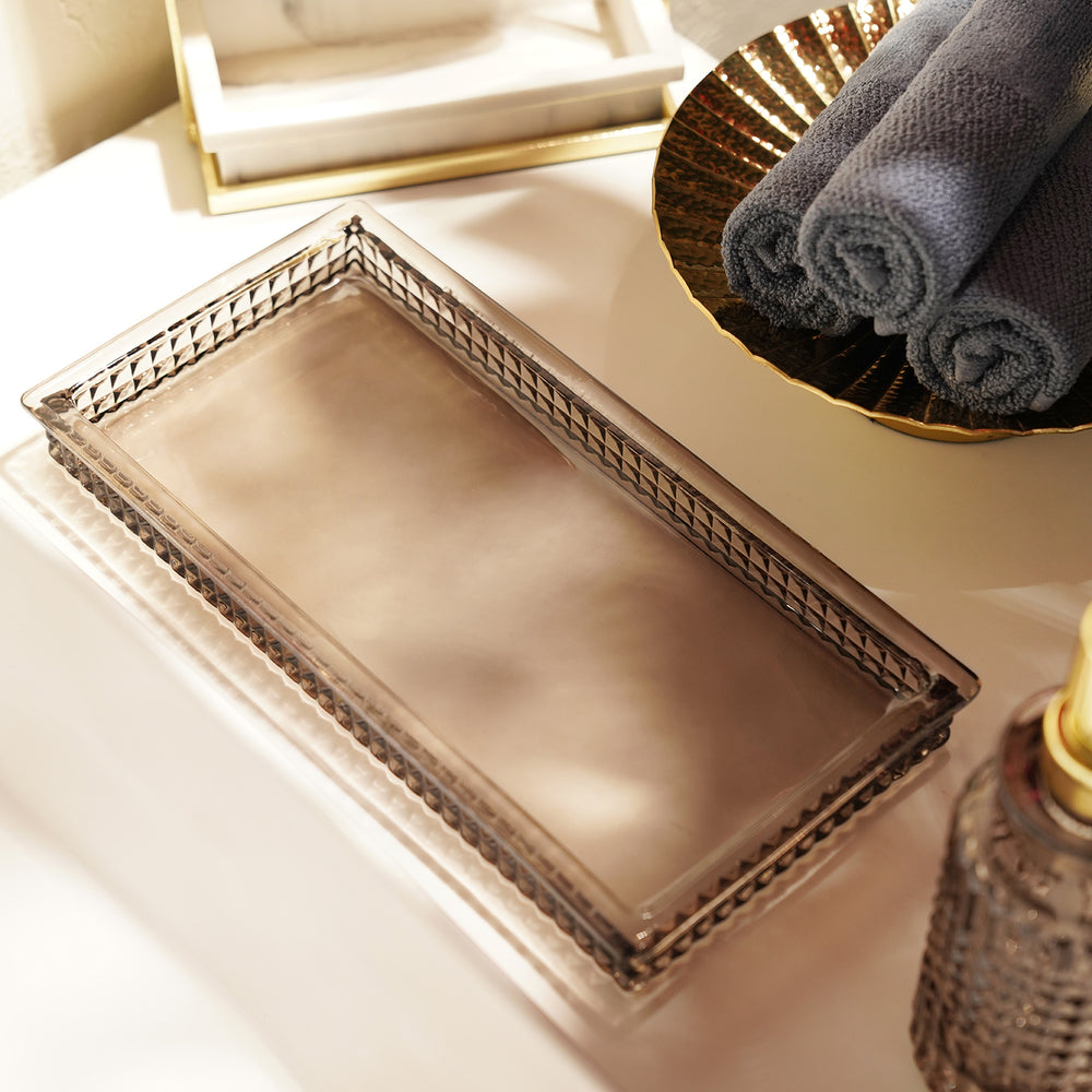 Brown Diamond Texture Glass Tray